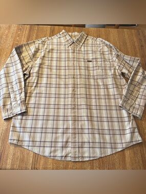 Carhartt Men's XL Brown Plaid Button Down Shirt